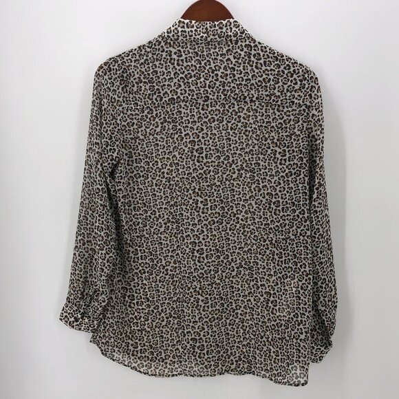 MNG Suit Mango Sheer Leopard Print Button Up Top S - Picture 3 of 7